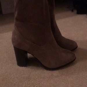 Taupe over the knee boots